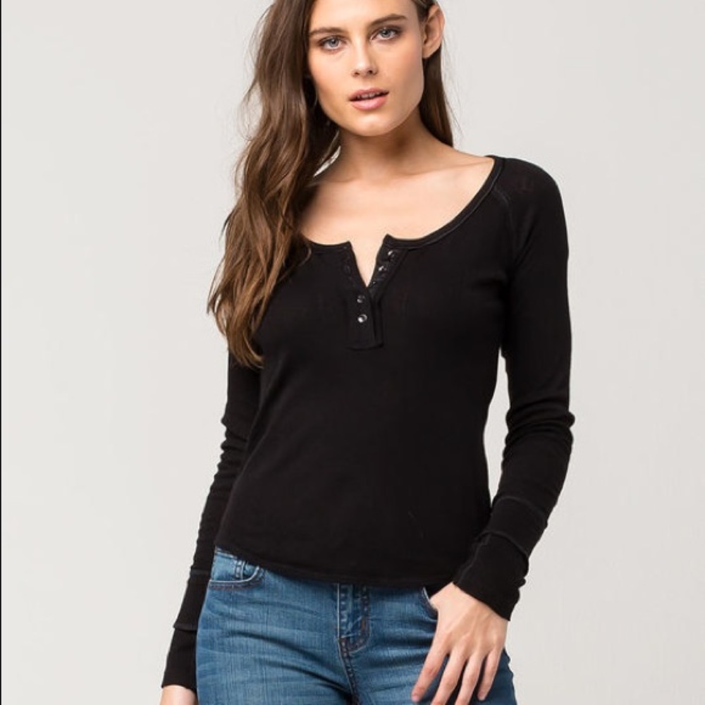 Free People NWT Sugar and Spice Henley Black